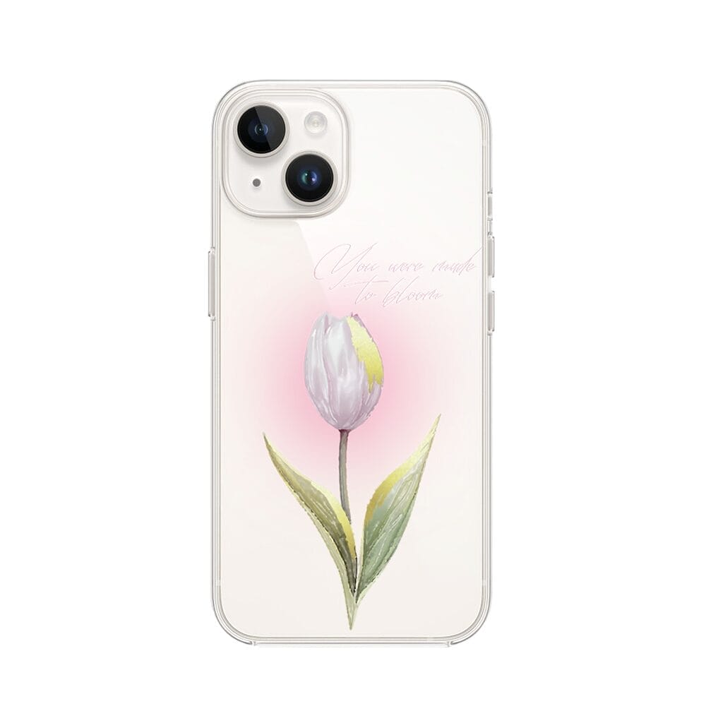 Etui do iPhone 13 Mini przeźroczyste, silikonowe Flexi, kwiaty, tulipan