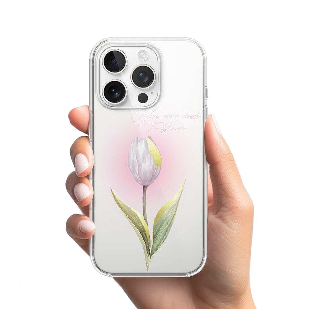 Etui do iPhone 13 Pro przeźroczyste, silikonowe Flexi, kwiaty, tulipan - obrazek 2