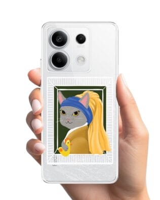 Etui do Xiaomi Redmi Note 13 Pro 5G przeźroczyste, silikonowe Flexi, kotek z kurczakiem