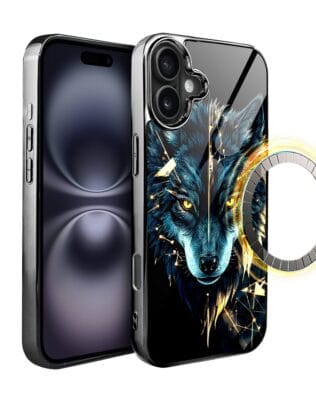 Etui do iPhone 16 Plus IBIZU Elite Glass z MagSafe wilk mocy, czarny chrom