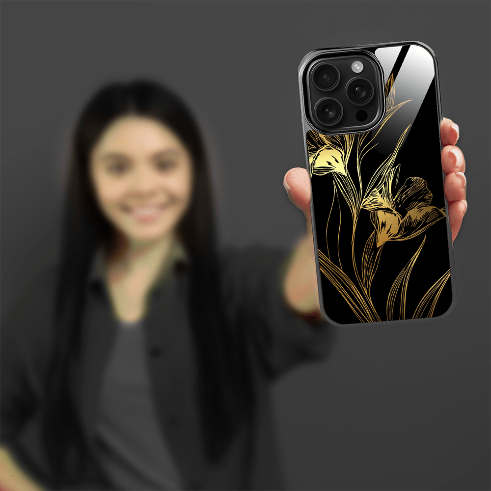 Etui do iPhone 16 Pro IBIZU Elite Glass z MagSafe Golden Midnight, Królewskie irysy, czarne - obrazek 6