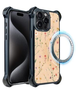 Etui iPhone 15 Pro Max IBIZU DropGuard Ultra z MagSafe, Pastel Bloom, Koralowa łąka