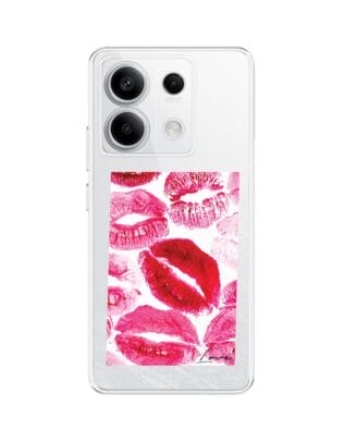 Etui do Xiaomi Redmi Note 13 Pro 5G przeźroczyste, silikonowe Flexi, pocałunki z napisem „love”