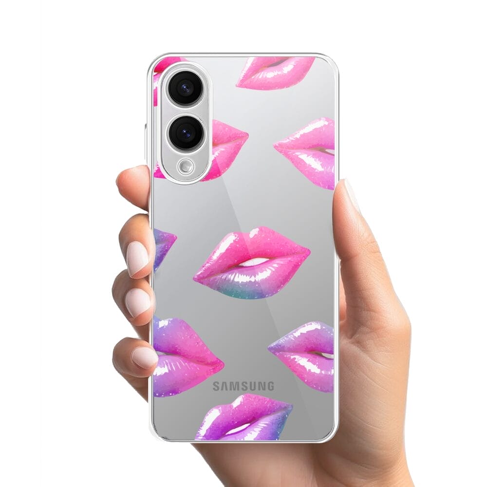 Etui do Samsung Galaxy S25 Edge przeźroczyste, silikonowe Flexi, hologramowe usta - obrazek 2