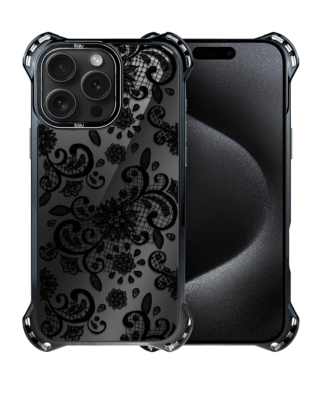 Etui do iPhone 15 Pro IBIZU DropGuard Ultra z MagSafe, Midnight, Koronkowa czerń