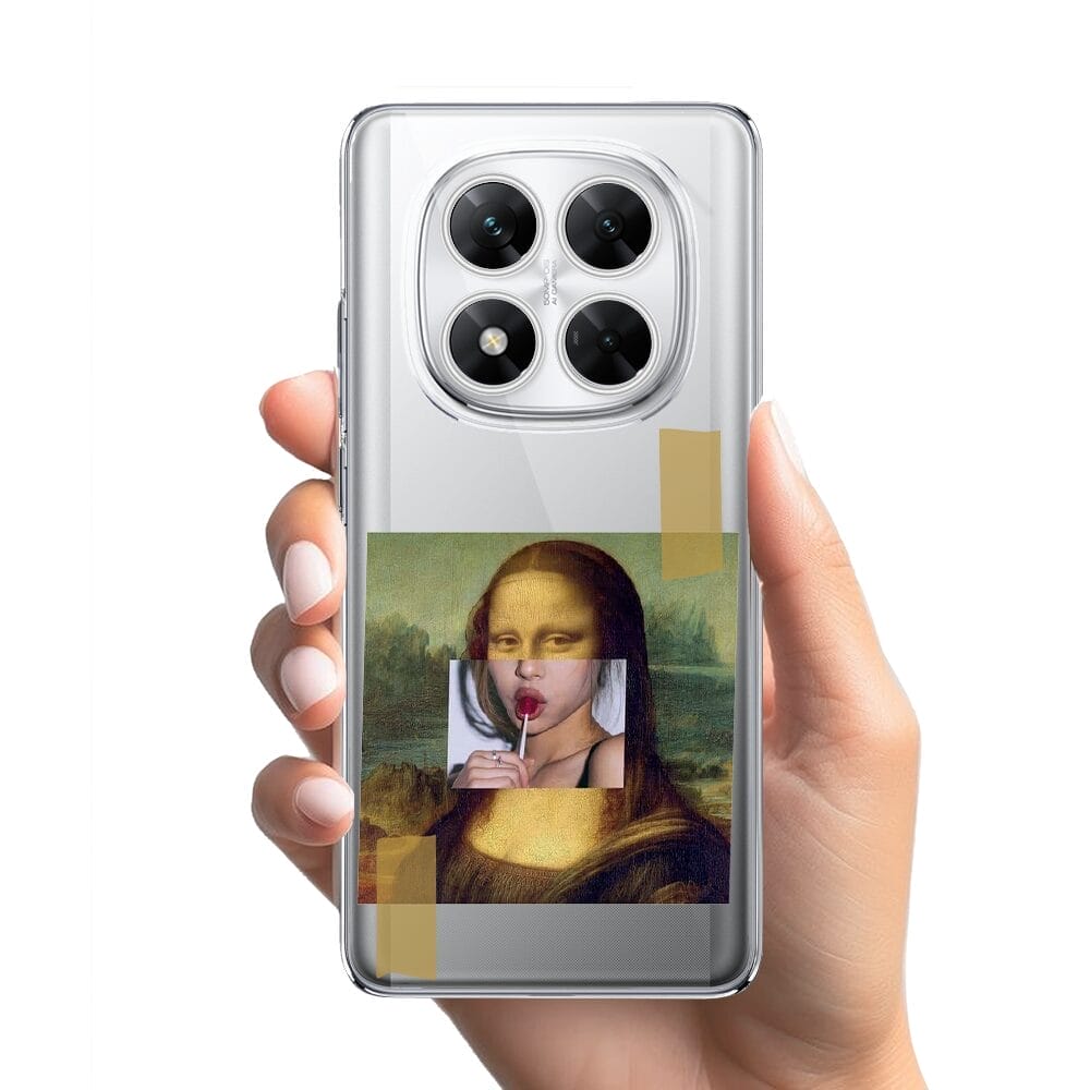 Etui do Xiaomi POCO X7 przeźroczyste, silikonowe Flexi, Mona Lisa z lizakiem - obrazek 2