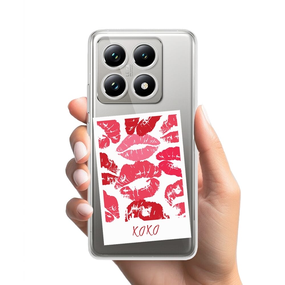 Etui do Xiaomi 14T Pro przeźroczyste, silikonowe Flexi, pocałunki, polaroid - obrazek 2