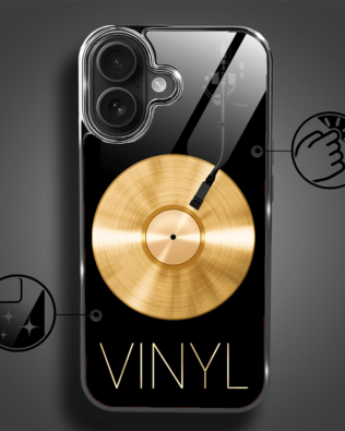 Etui do iPhone 16 IBIZU Elite Glass z MagSafe Golden Midnight, Vinyl Lux, czarne