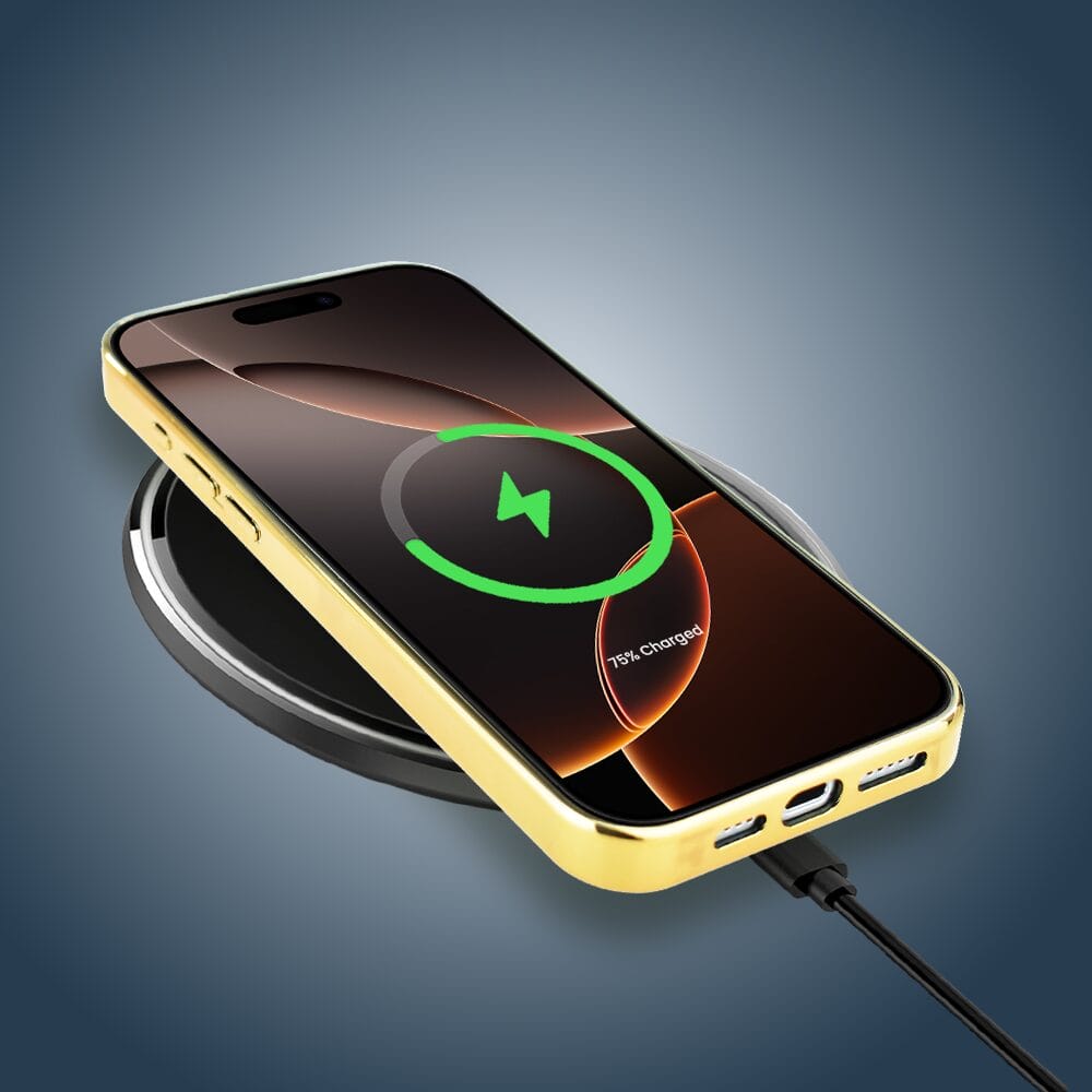 Etui do iPhone 16 Pro IBIZU Elite Glass z MagSafe, Kintsugi Art, kobieta z perłą, złote - obrazek 8