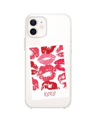 Etui do iPhone 12 Mini przeźroczyste, silikonowe Flexi, pocałunki, polaroid