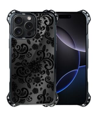 Etui do iPhone 16 Pro IBIZU DropGuard Ultra z MagSafe, Midnight, Koronkowa czerń