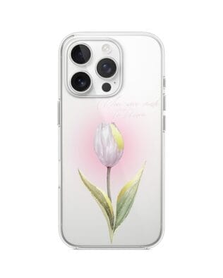 Etui do iPhone 15 Pro przeźroczyste, silikonowe Flexi, kwiaty, tulipan