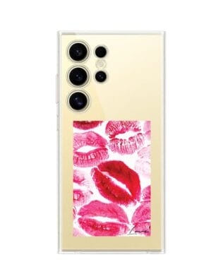 Etui do Samsung Galaxy S24 Ultra przeźroczyste, silikonowe Flexi, pocałunki z napisem „love”