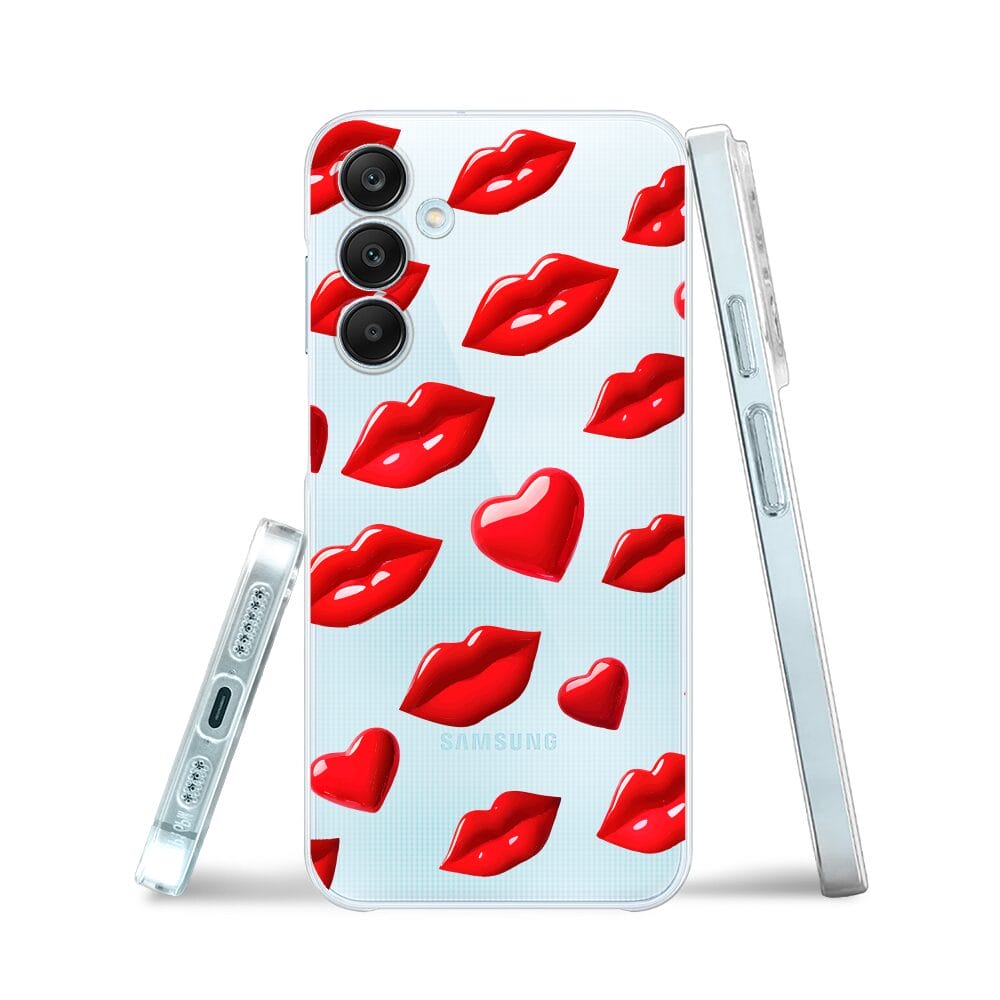 Etui do Samsung Galaxy M35 5G przeźroczyste, silikonowe Flexi, czerwone usta - obrazek 3