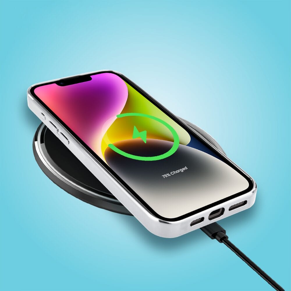 Etui do iPhone 14 IBIZU Elite Glass, szklany tył, chmurki, srebrne - obrazek 7