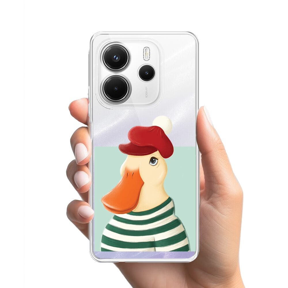 Etui do Xiaomi Redmi Note 14 4G przeźroczyste, silikonowe Flexi, kaczuszka - obrazek 2