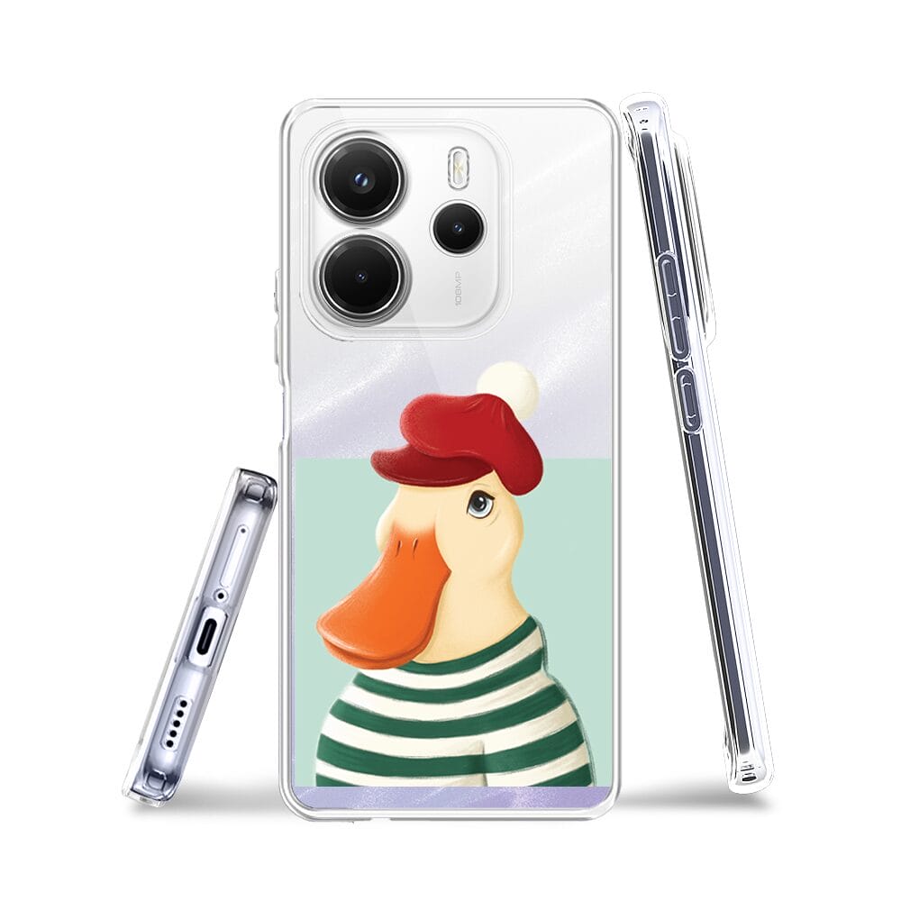 Etui do Xiaomi Redmi Note 14 4G przeźroczyste, silikonowe Flexi, kaczuszka - obrazek 3