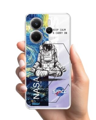Etui do Xiaomi Redmi Note 14 5G przeźroczyste, silikonowe Flexi, Keep Calm in Cosmos