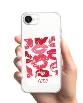 Etui do iPhone 16e z MagSafe przeźroczyste, silikonowe Flexi, pocałunki, polaroid