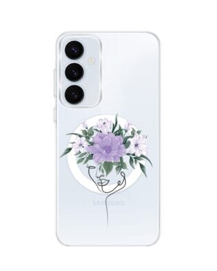 Etui do Samsung Galaxy A35 5G z MagSafe przeźroczyste, silikonowe Flexi, kobieta z kwiatami