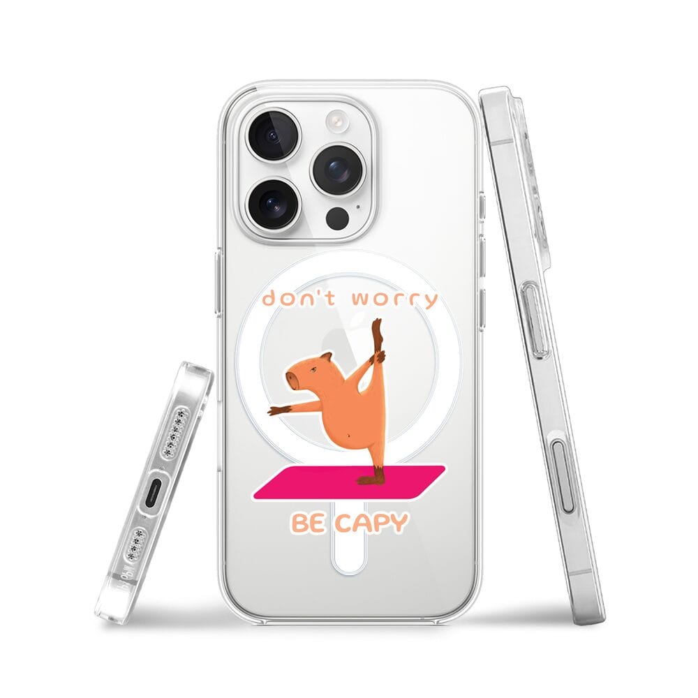 Etui do iPhone 16 Pro Max z MagSafe przeźroczyste, silikonowe Flexi, kapibara - obrazek 3