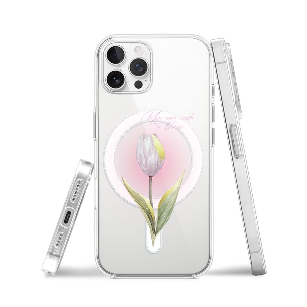 Etui do iPhone 12 Pro Max z MagSafe przeźroczyste, silikonowe Flexi, kwiaty, tulipan - obrazek 3