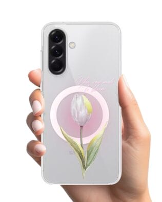 Etui do Samsung Galaxy A56 5G z MagSafe przeźroczyste, silikonowe Flexi, tulipan