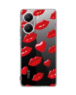 Etui do Xiaomi POCO X7 Pro przeźroczyste, silikonowe Flexi, czerwone usta