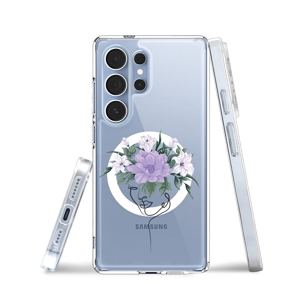 Etui do Samsung Galaxy S25 Ultra z MagSafe przeźroczyste, silikonowe Flexi, kobieta z kwiatami - obrazek 3