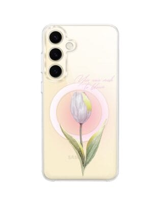 Etui do Samsung Galaxy S24 z MagSafe przeźroczyste, silikonowe Flexi, tulipan