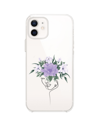 Etui do iPhone 12 Mini przeźroczyste, silikonowe Flexi, kobieta z kwiatami