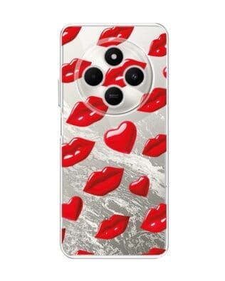 Etui do Xiaomi POCO C75 przeźroczyste, silikonowe Flexi, czerwone usta