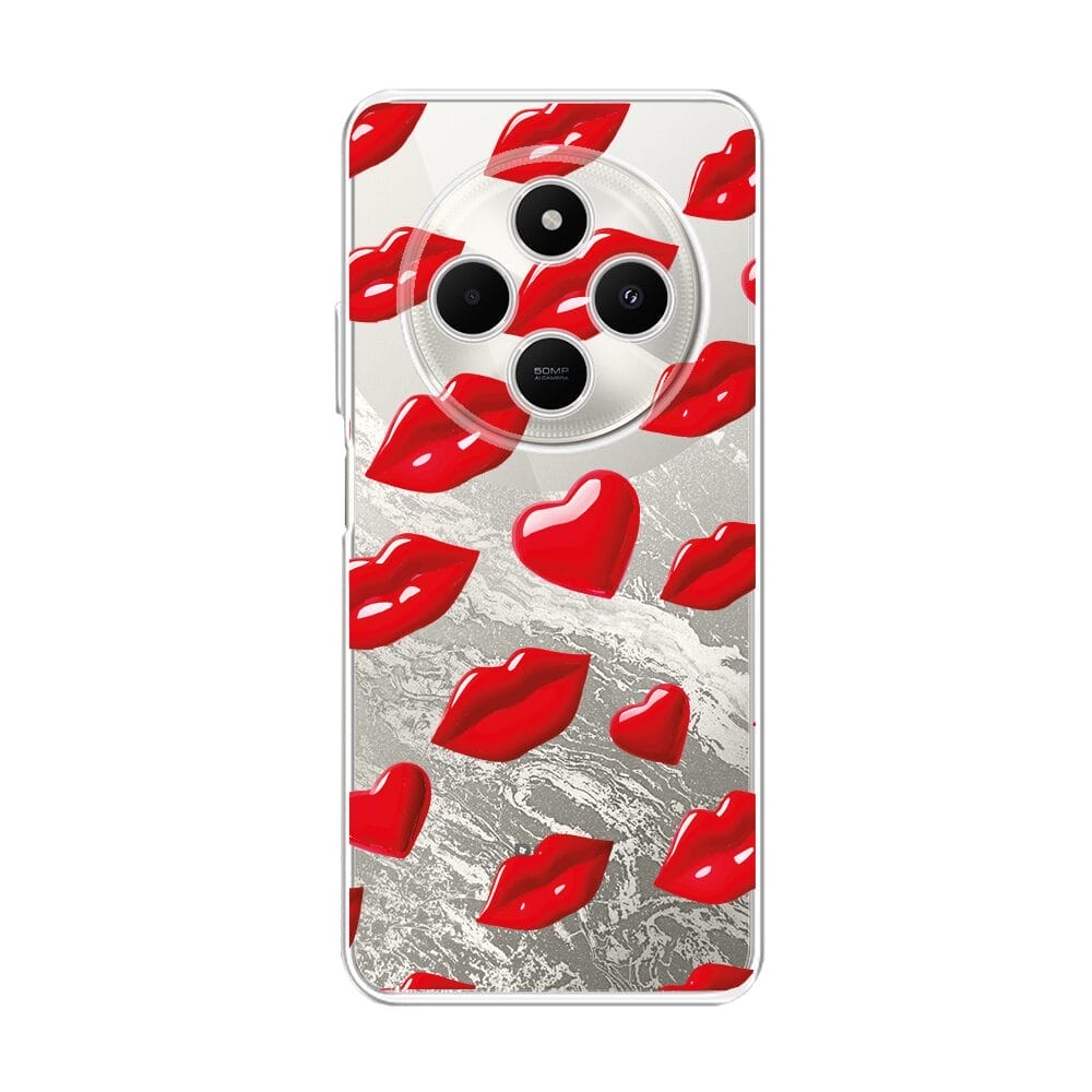 Etui do Xiaomi POCO C75 przeźroczyste, silikonowe Flexi, czerwone usta