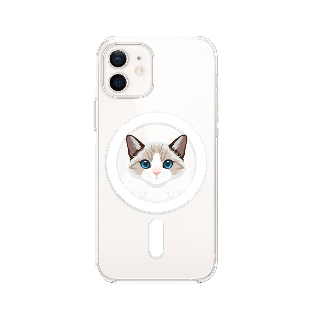 Etui do iPhone 12 z MagSafe przeźroczyste, silikonowe Flexi, kot birmański