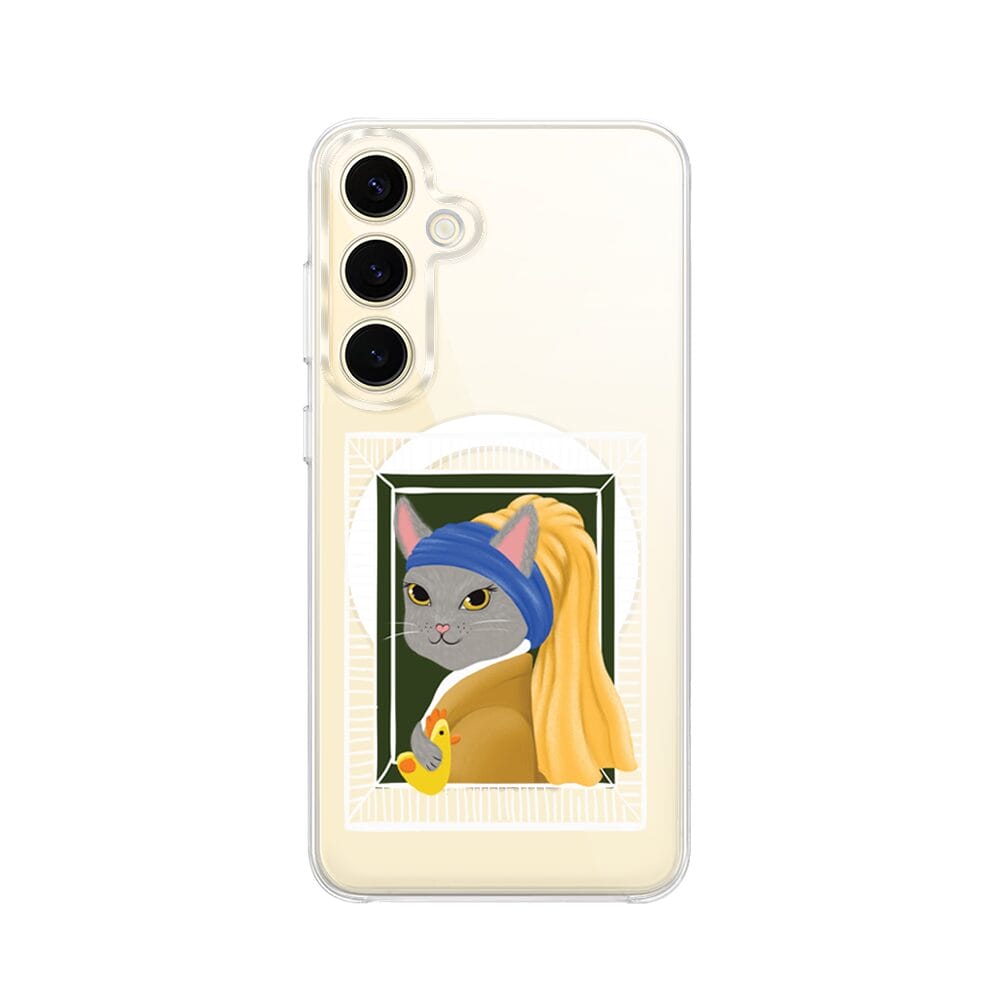 Etui do Samsung Galaxy S24 Plus z MagSafe przeźroczyste, silikonowe Flexi, kotek z kurczakiem