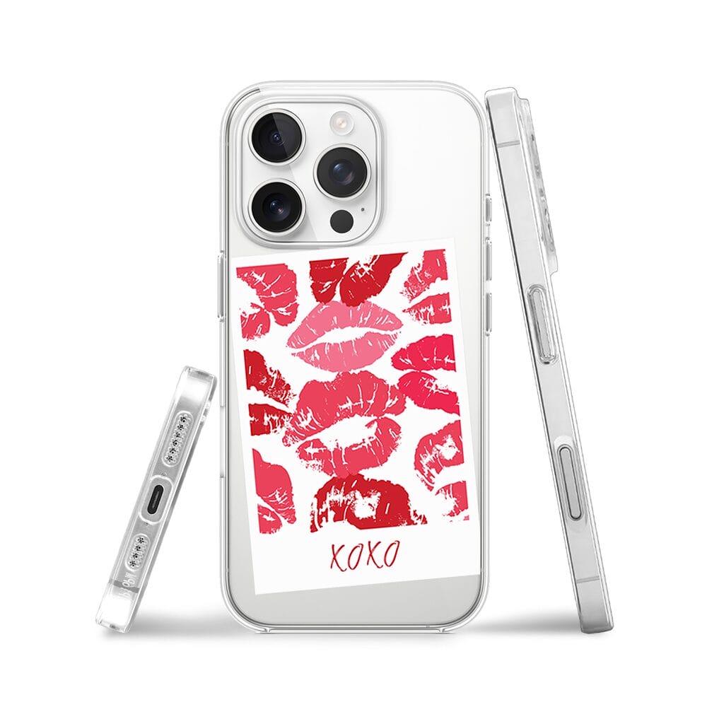 Etui do iPhone 16 Pro Max z MagSafe przeźroczyste, silikonowe Flexi, pocałunki, polaroid - obrazek 3