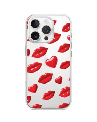 Etui do iPhone 13 Pro Max przeźroczyste, silikonowe Flexi, czerwone usta