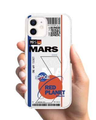 Etui do iPhone 12 z MagSafe przeźroczyste, silikonowe Flexi, bilet na Mars