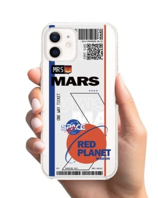 Etui do iPhone 12 przeźroczyste, silikonowe Flexi, bilet na Mars