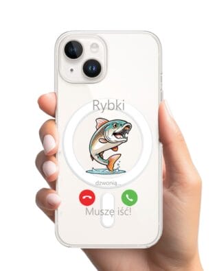 Etui do iPhone 14 Plus z MagSafe przeźroczyste, silikonowe Flexi, rybki dzwonią