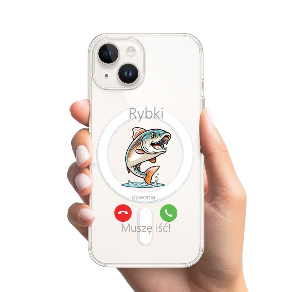 Etui do iPhone 14 Plus z MagSafe przeźroczyste, silikonowe Flexi, rybki dzwonią - obrazek 2