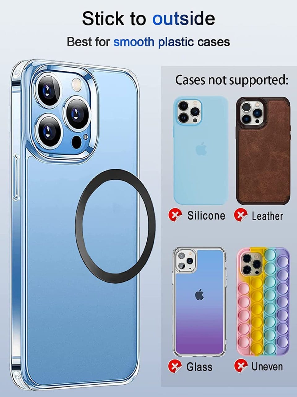 Adapter do MagSafe, metalowy pierścień ring do przyklejenia na etui, czarny - obrazek 3