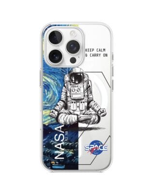 Etui do iPhone 16 Pro z MagSafe przeźroczyste, silikonowe Flexi, Keep Calm in Cosmos