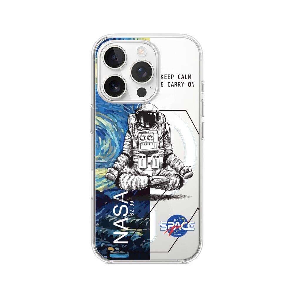 Etui do iPhone 16 Pro z MagSafe przeźroczyste, silikonowe Flexi, Keep Calm in Cosmos