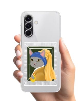 Etui do Samsung Galaxy A56 5G przeźroczyste, silikonowe Flexi, kotek z kurczakiem