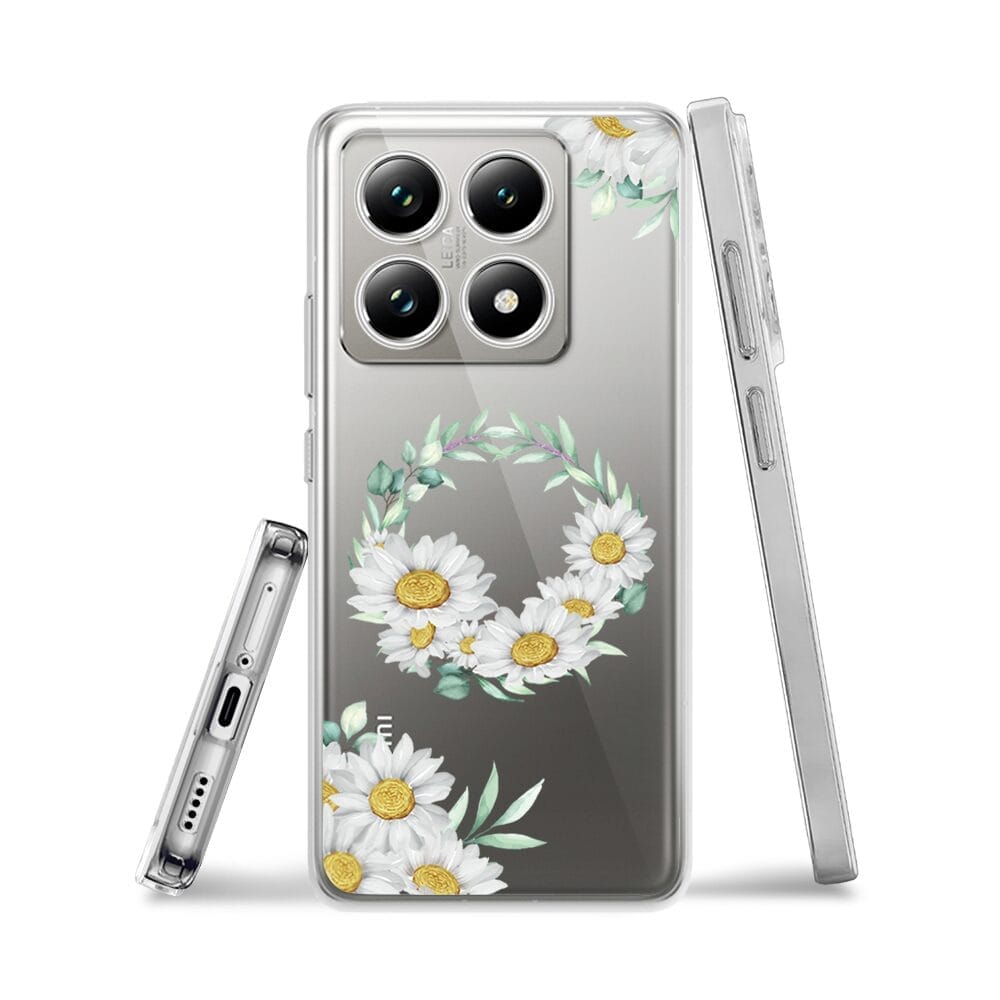 Etui do Xiaomi 14T przeźroczyste, silikonowe Flexi, wianek stokrotek - obrazek 3