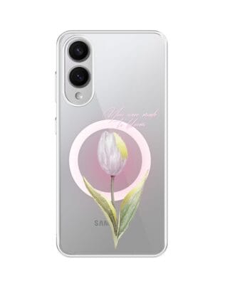 Etui do Samsung Galaxy S25 Edge z MagSafe przeźroczyste, silikonowe Flexi, tulipan