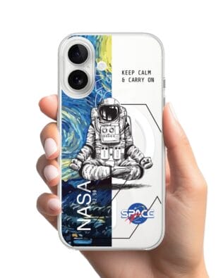 Etui do iPhone 16 z MagSafe przeźroczyste, silikonowe Flexi, Keep Calm in Cosmos