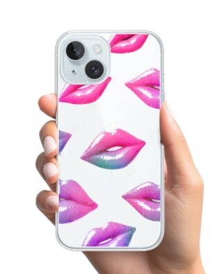 Etui do iPhone 15 przeźroczyste, silikonowe Flexi, hologramowe usta