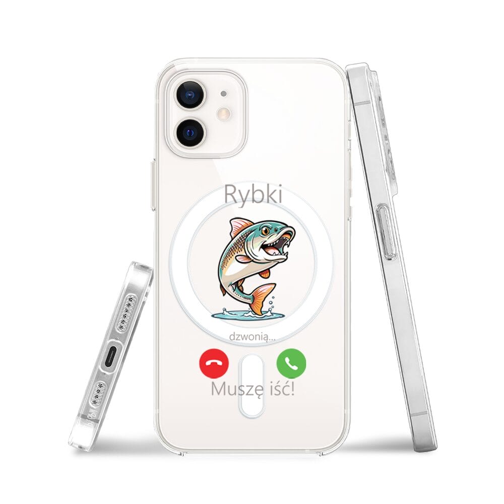 Etui do iPhone 12 Mini z MagSafe przeźroczyste, silikonowe Flexi, rybki dzwonią - obrazek 3